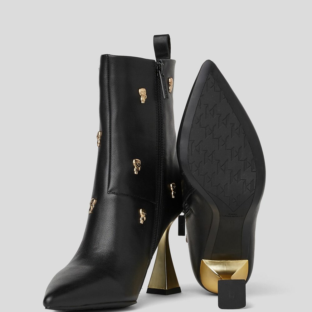 Black / Gold Women's Karl Lagerfeld K/Ikonik Debut Badges Boots | AE426SANX