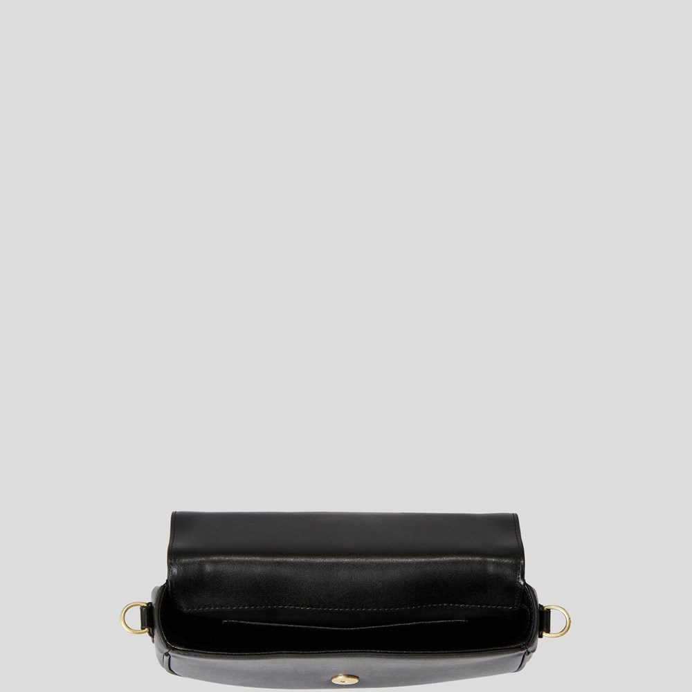 Black / Gold Women's Karl Lagerfeld K/Saddle Baguette Bag | AE372FZUS