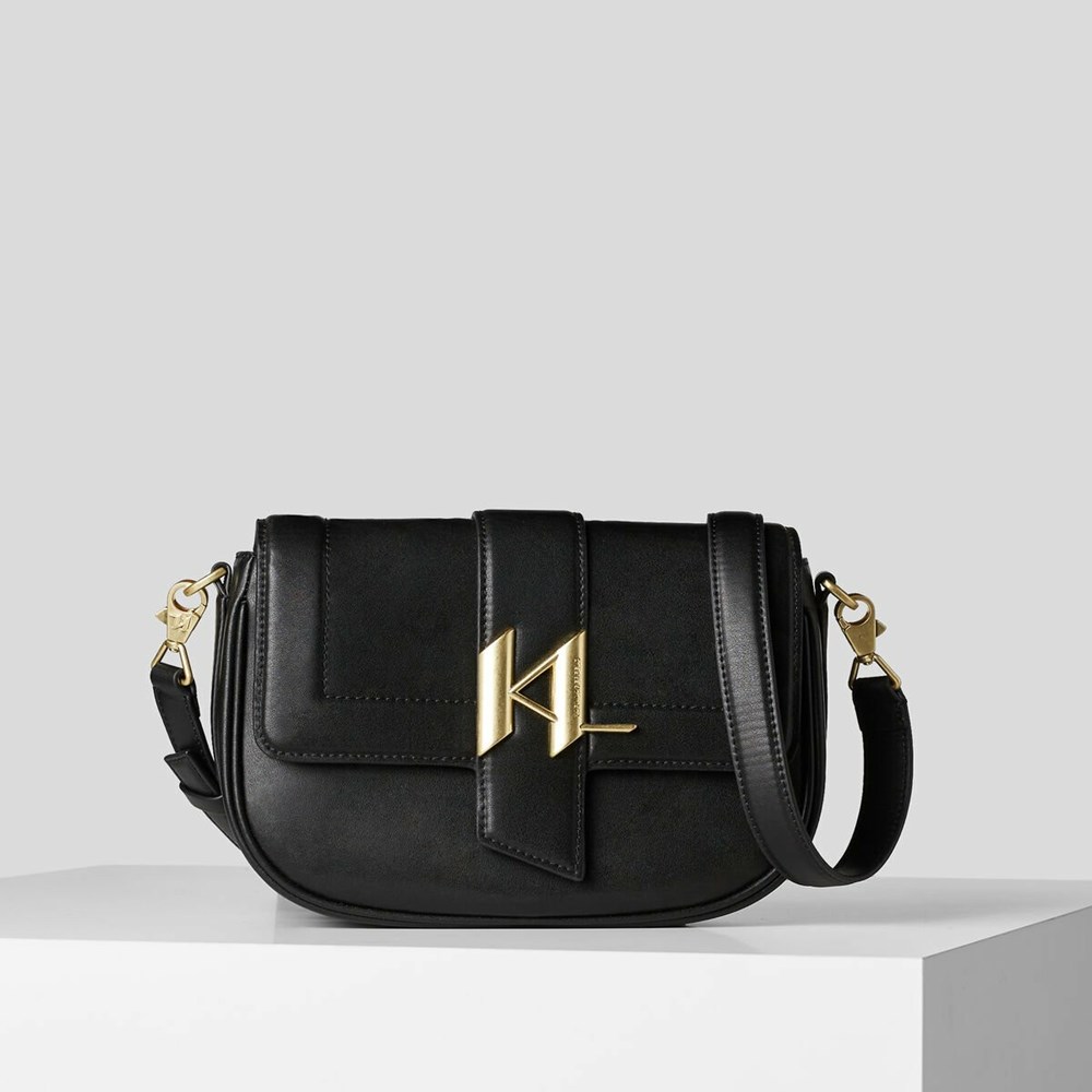 Black / Gold Women\'s Karl Lagerfeld K/Saddle Baguette Bag | AE372FZUS