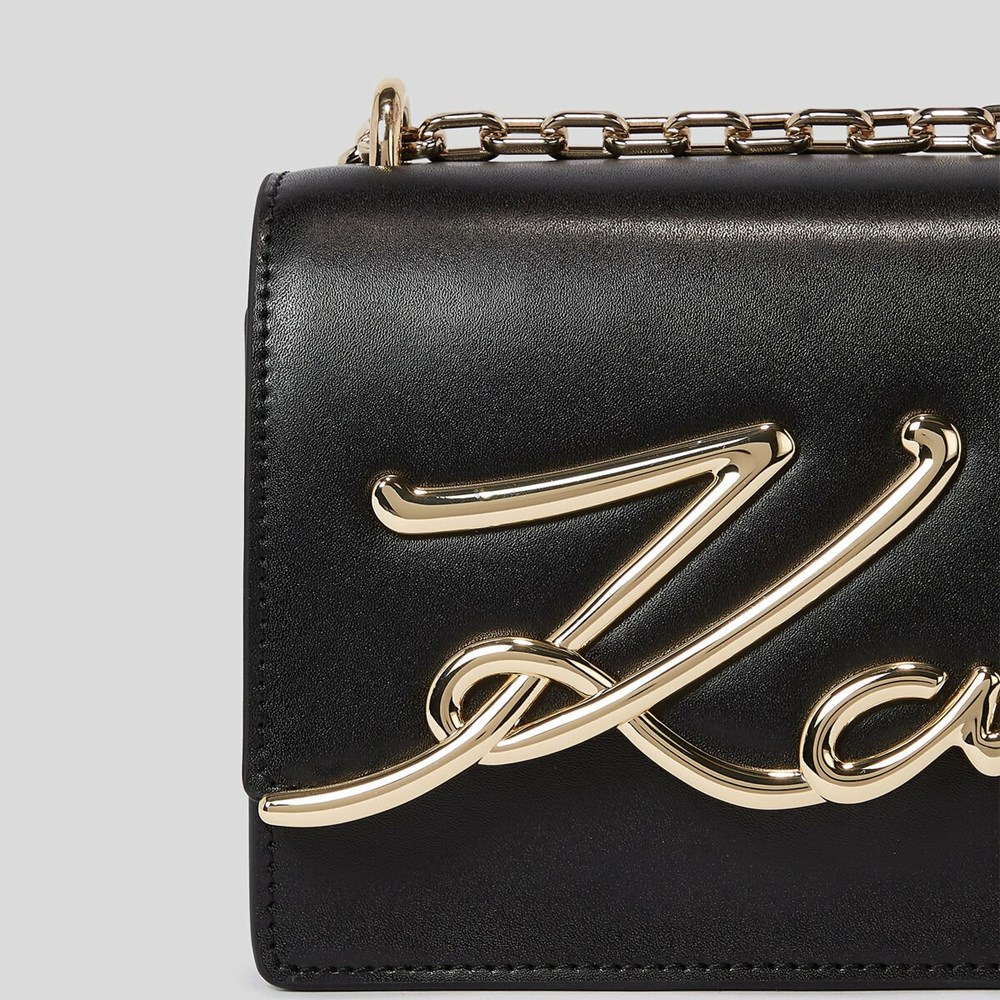 Black / Gold Women's Karl Lagerfeld K/Signature Small Shoulder Bags | AE821LYMU