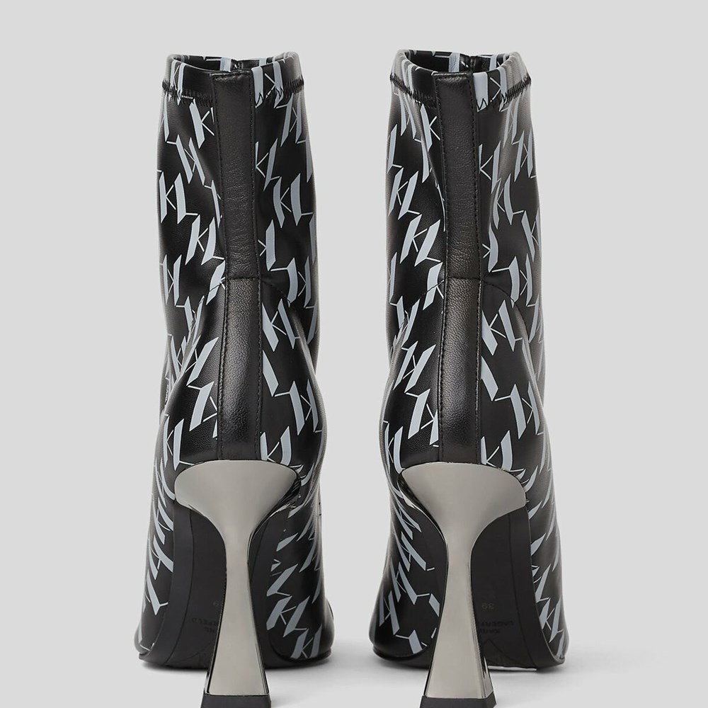 Black / Grey Women's Karl Lagerfeld Debut Kl Monogram Stretch Boots | AE910DWOC