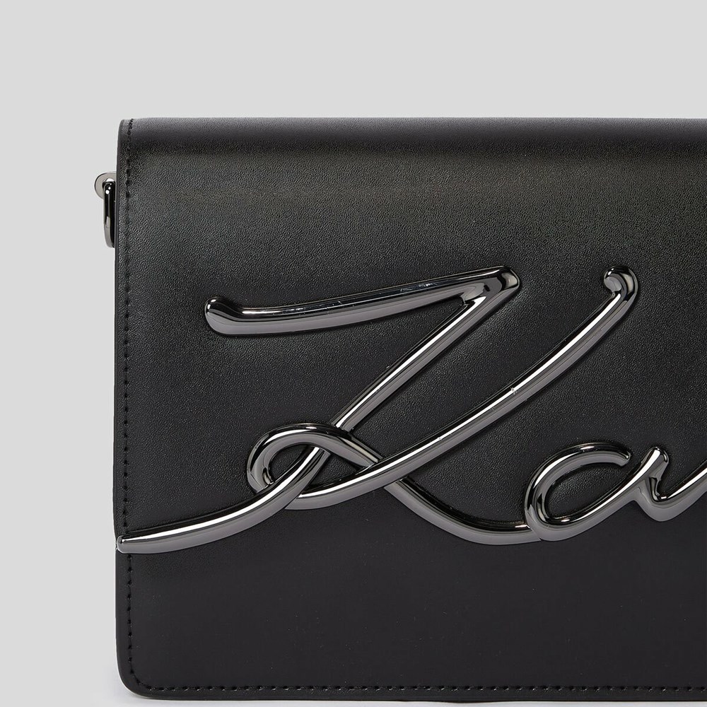 Black / Grey Women's Karl Lagerfeld K/Signature Shoulder Bags | AE204ZLHU