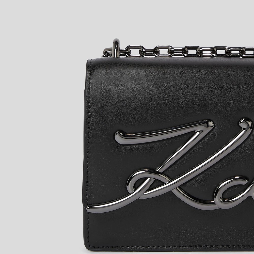 Black / Grey Women's Karl Lagerfeld K/Signature Small Shoulder Bags | AE378ZWSC