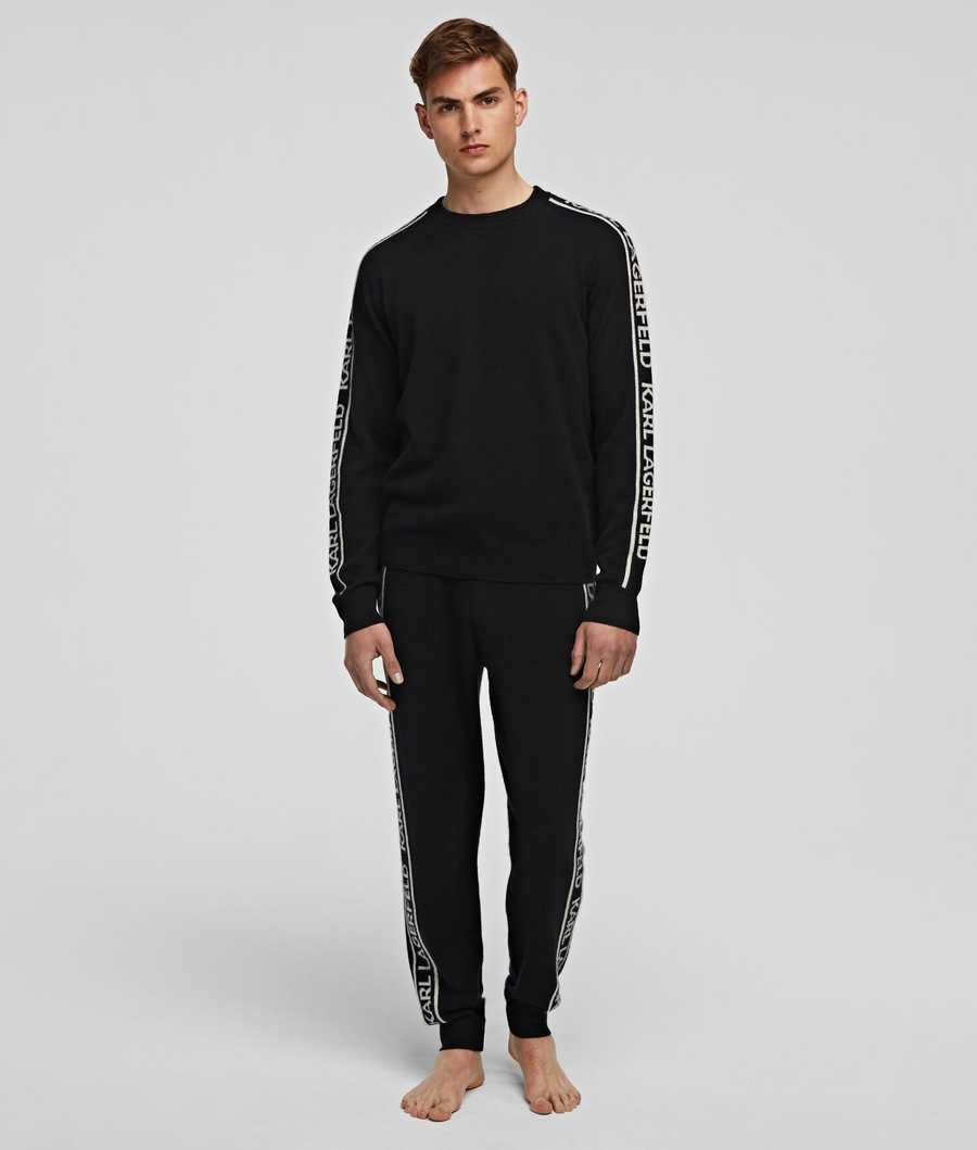 Black Men's Karl Lagerfeld Cashmere Sweater Loungewear | AE574ZCRM