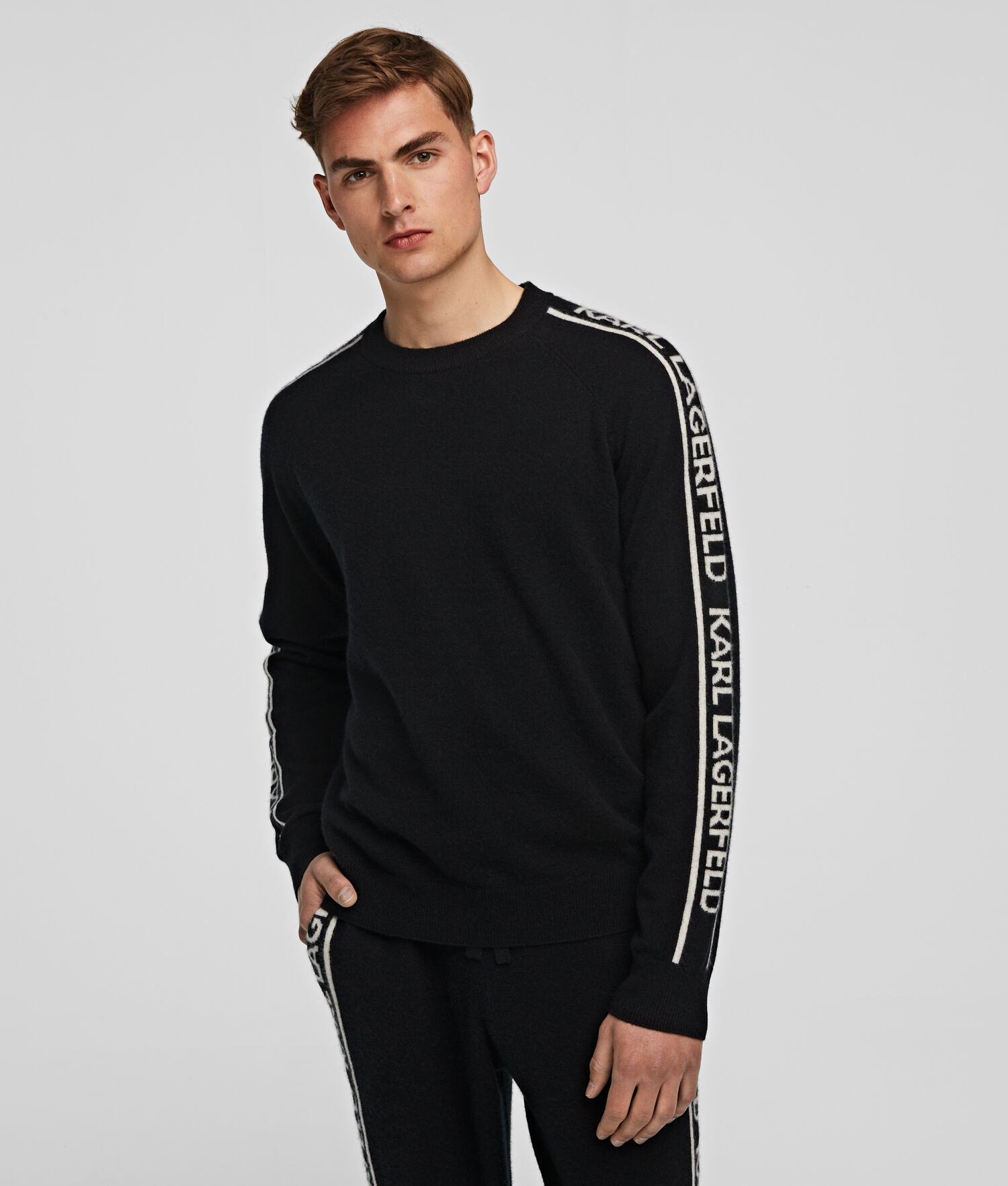 Black Men\'s Karl Lagerfeld Cashmere Sweater Loungewear | AE574ZCRM