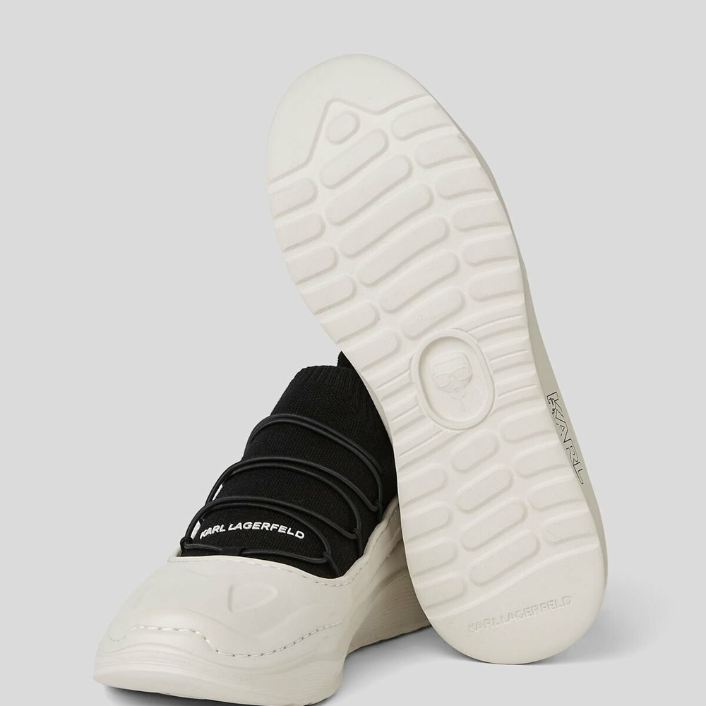 Black Men's Karl Lagerfeld Chase Knit Sock Trainer Sneakers | AE876ULSH