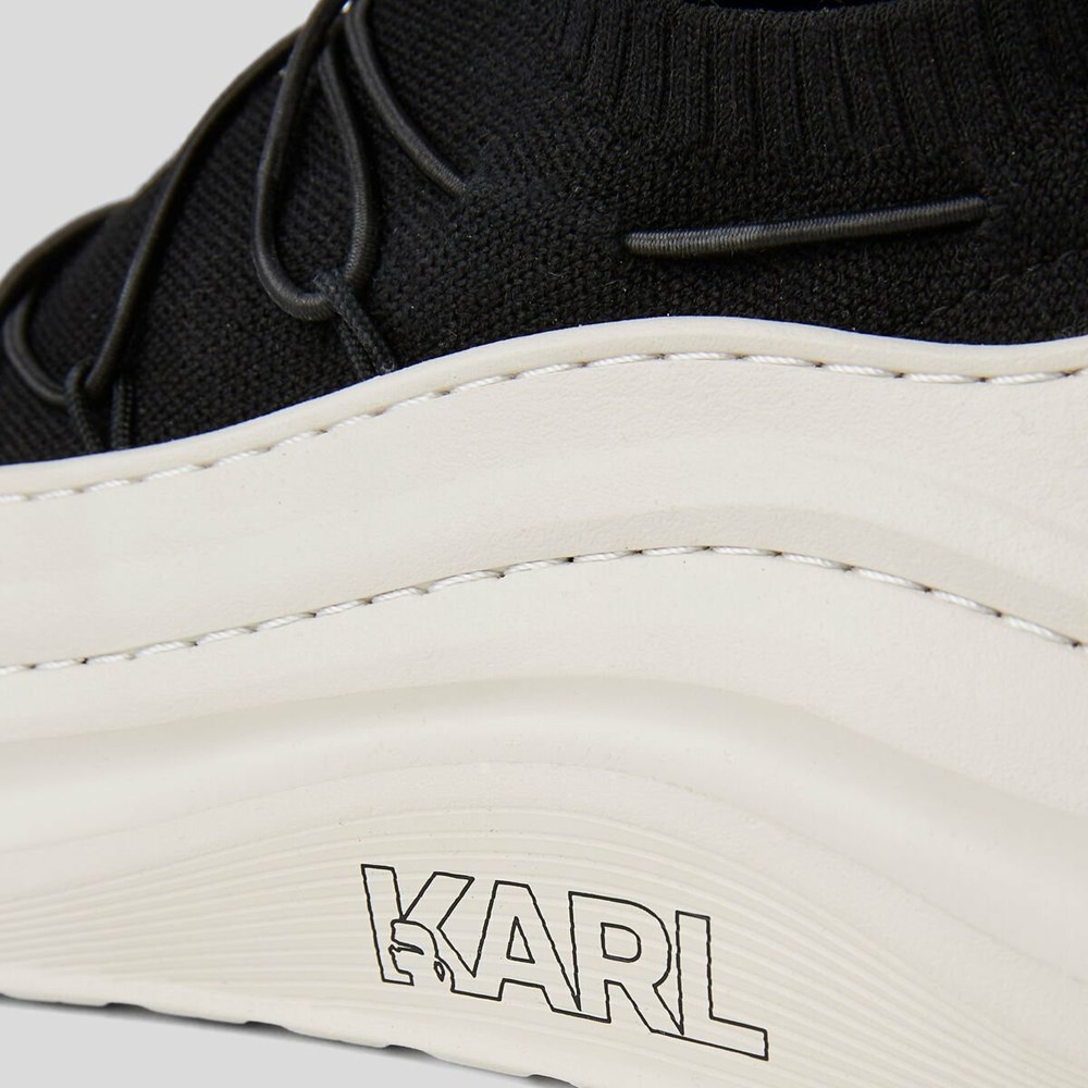 Black Men's Karl Lagerfeld Chase Knit Sock Trainer Sneakers | AE876ULSH