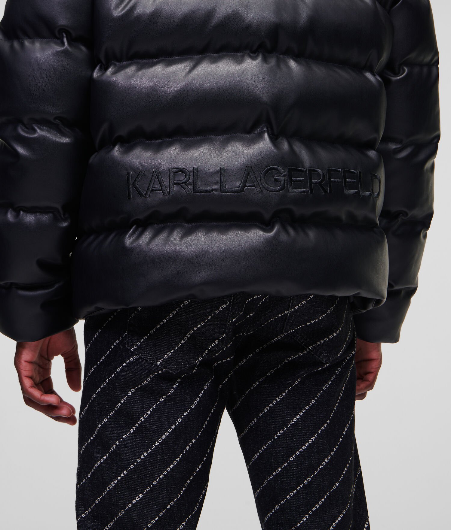 Black Men's Karl Lagerfeld Faux-leather Down Jackets | AE529OZYK