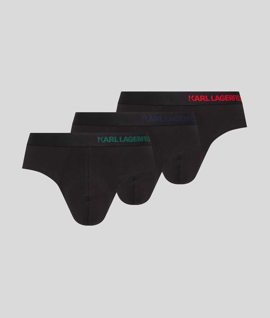 Black Men's Karl Lagerfeld Hip Logo Brief – 3 Pack Underwear | AE849GKRQ