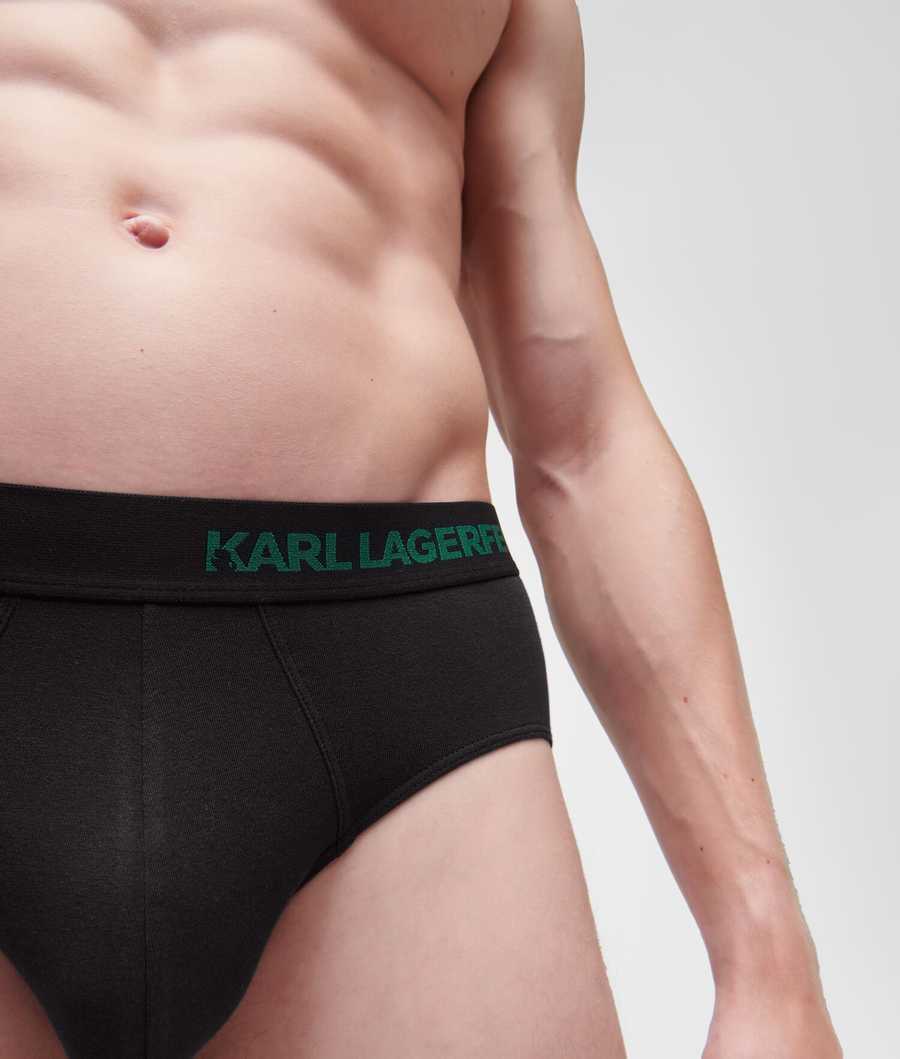 Black Men's Karl Lagerfeld Hip Logo Brief – 3 Pack Underwear | AE849GKRQ