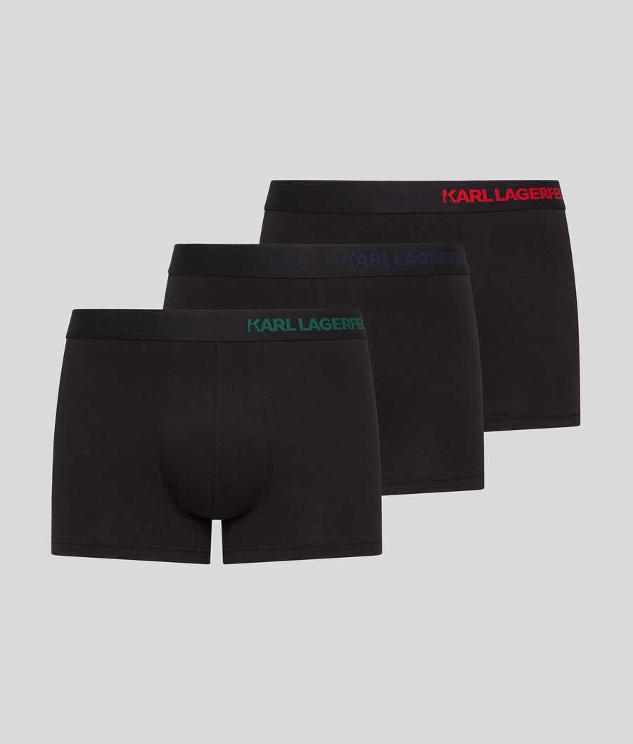 Black Men's Karl Lagerfeld Hip Logo Trunk – 3 Pack Underwear | AE463BOKR