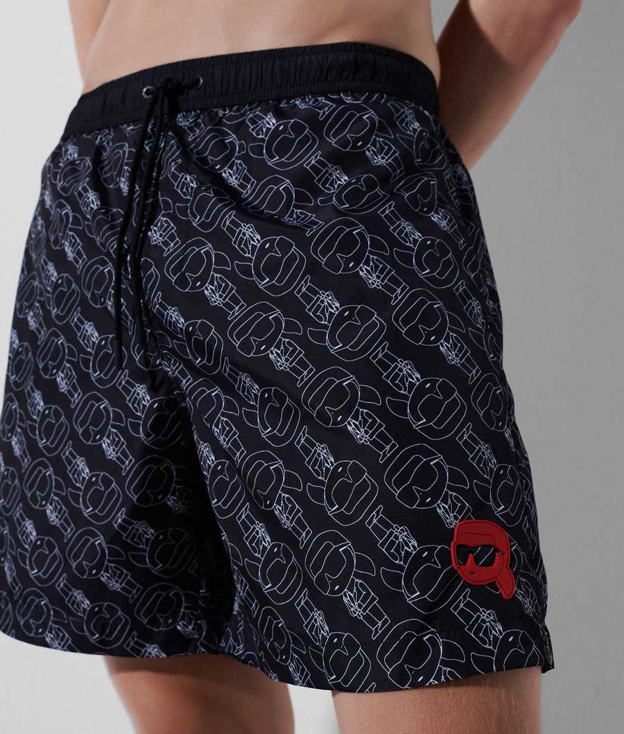 Black Men's Karl Lagerfeld Ikonik 2.0 All-over Print Board Shorts Beachwear | AE372RUGJ