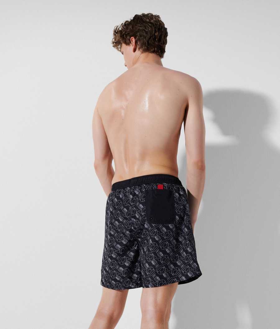 Black Men's Karl Lagerfeld Ikonik 2.0 All-over Print Board Shorts Beachwear | AE372RUGJ