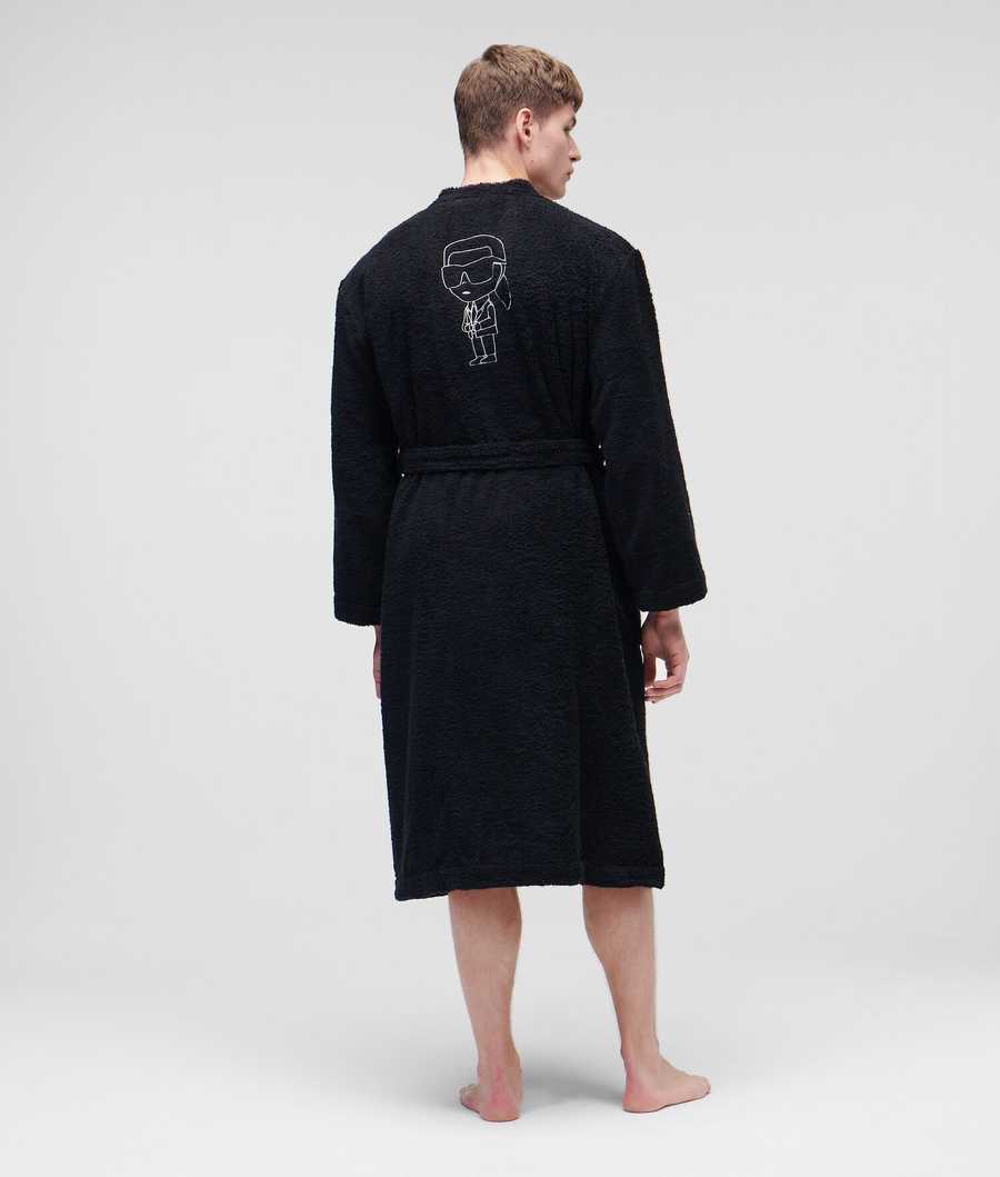 Black Men's Karl Lagerfeld Ikonik 2.0 Bathrobe Loungewear | AE251WDBL