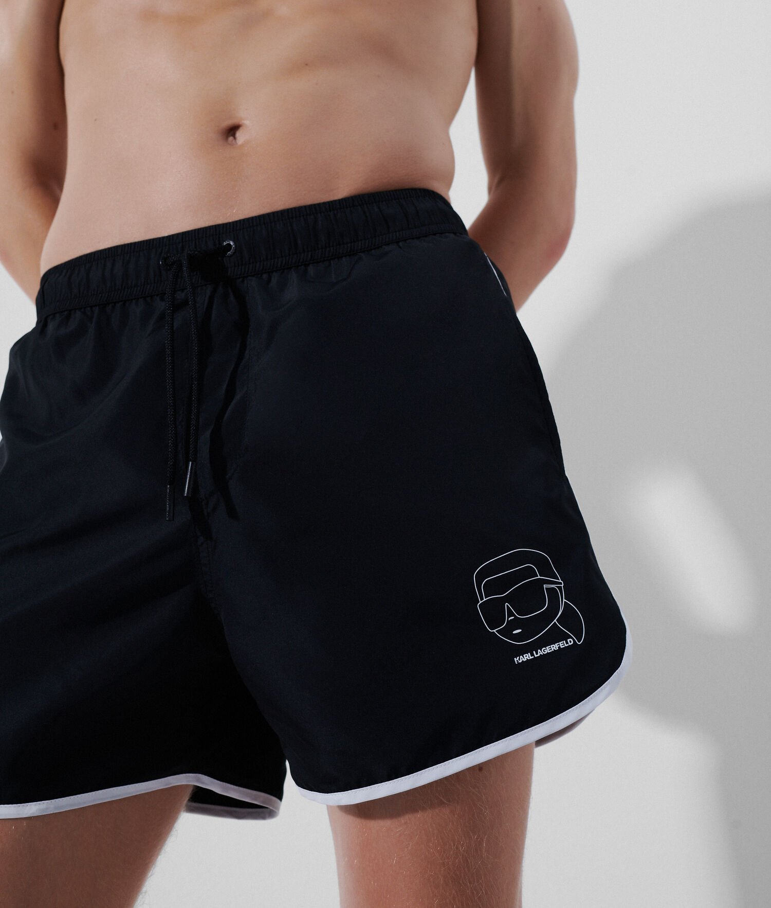 Black Men's Karl Lagerfeld Ikonik 2.0 Board Shorts Beachwear | AE124XSHN