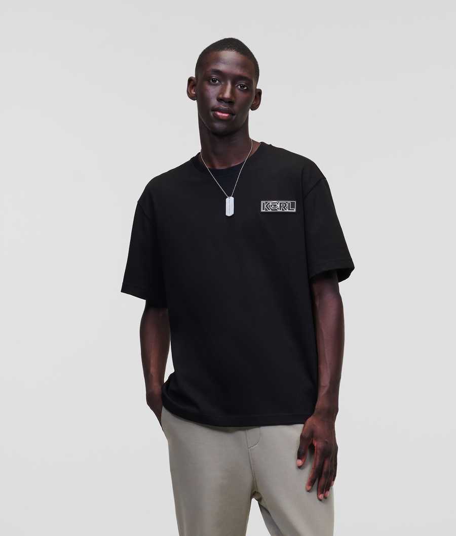 Black Men's Karl Lagerfeld Ikonik 2.0 Oversized T-Shirts | AE297IPAV