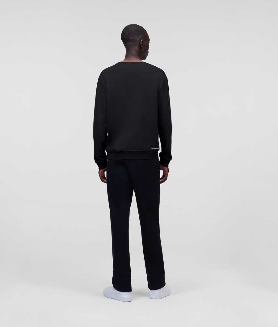 Black Men's Karl Lagerfeld Ikonik 2.0 Patch Sweatshirts | AE718UZRP