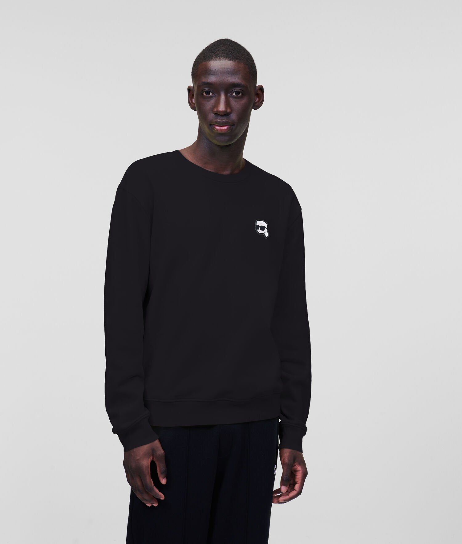 Black Men's Karl Lagerfeld Ikonik 2.0 Patch Sweatshirts | AE718UZRP