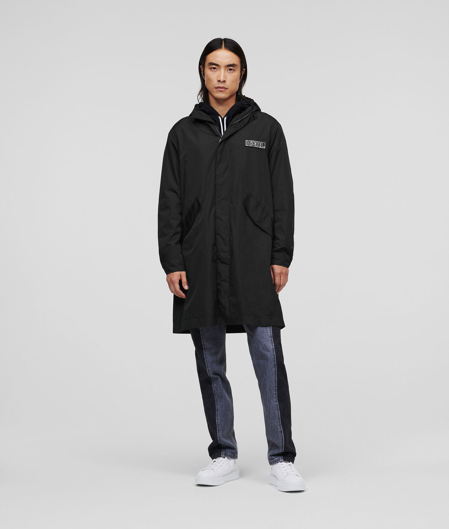 Black Men's Karl Lagerfeld Ikonik 2.0 Parka Jackets | AE902QNFT