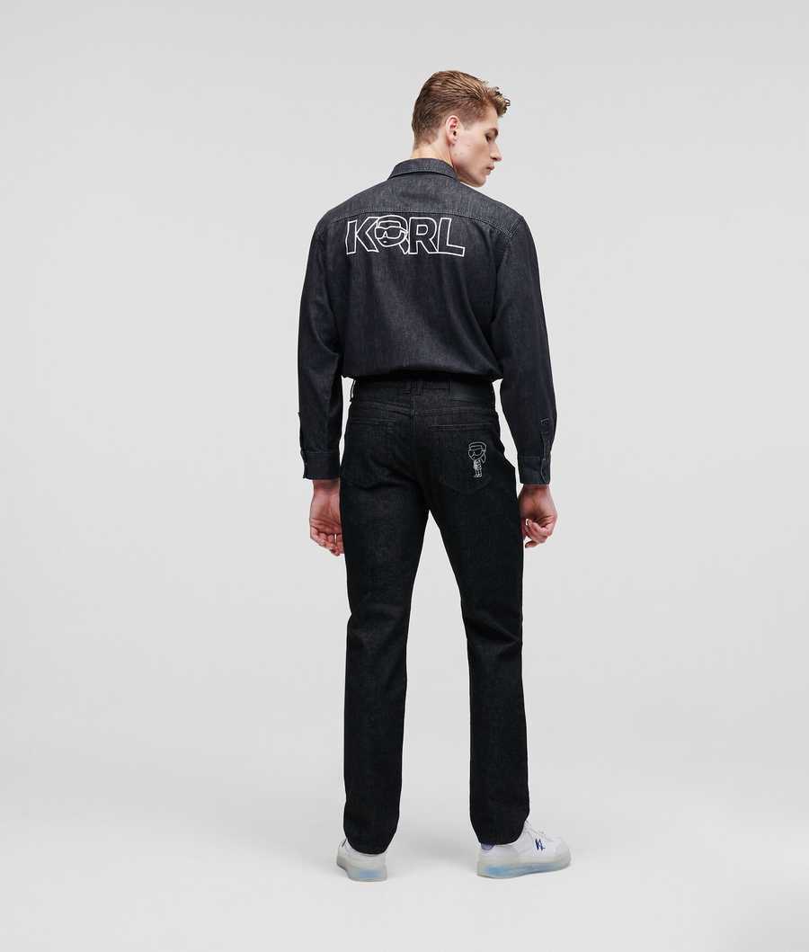 Black Men's Karl Lagerfeld Ikonik 2.0 Regular-fit Jeans | AE830YIVM