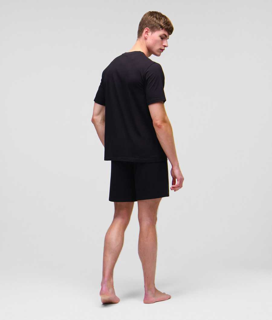 Black Men's Karl Lagerfeld Ikonik 2.0 Shorts And Tee Set Loungewear | AE974VKEA