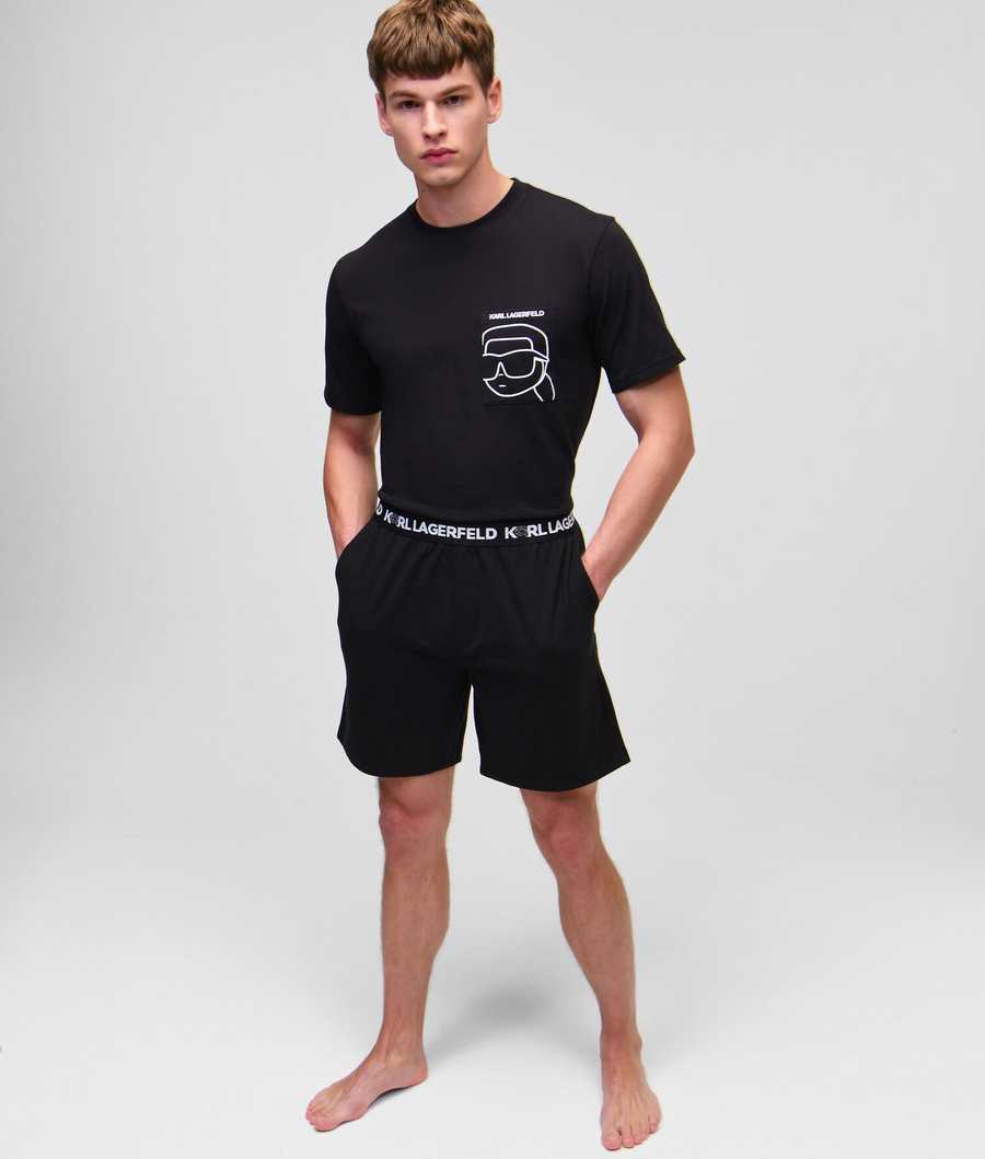 Black Men's Karl Lagerfeld Ikonik 2.0 Shorts And Tee Set Loungewear | AE974VKEA