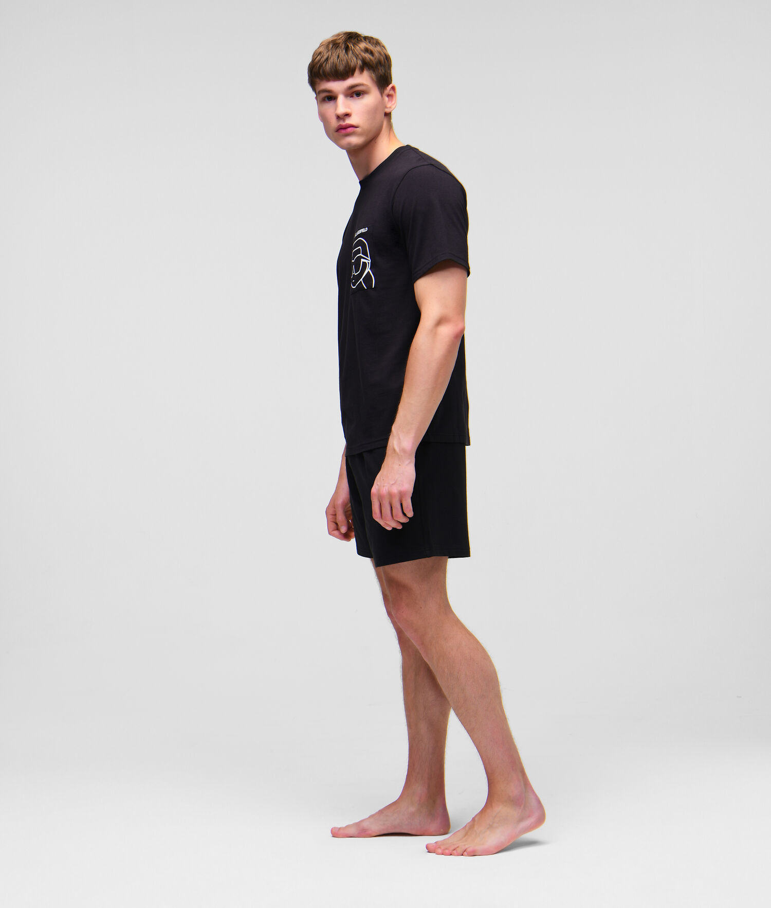 Black Men's Karl Lagerfeld Ikonik 2.0 Shorts And Tee Set Loungewear | AE974VKEA