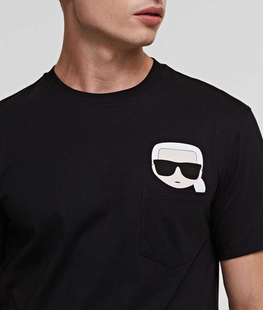 Black Men's Karl Lagerfeld Ikonik Karl Pocket T-Shirts | AE487CDUI