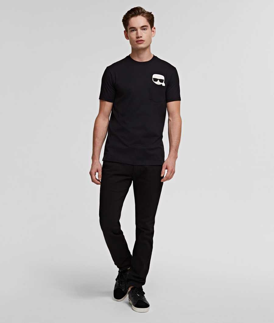 Black Men's Karl Lagerfeld Ikonik Karl Pocket T-Shirts | AE487CDUI