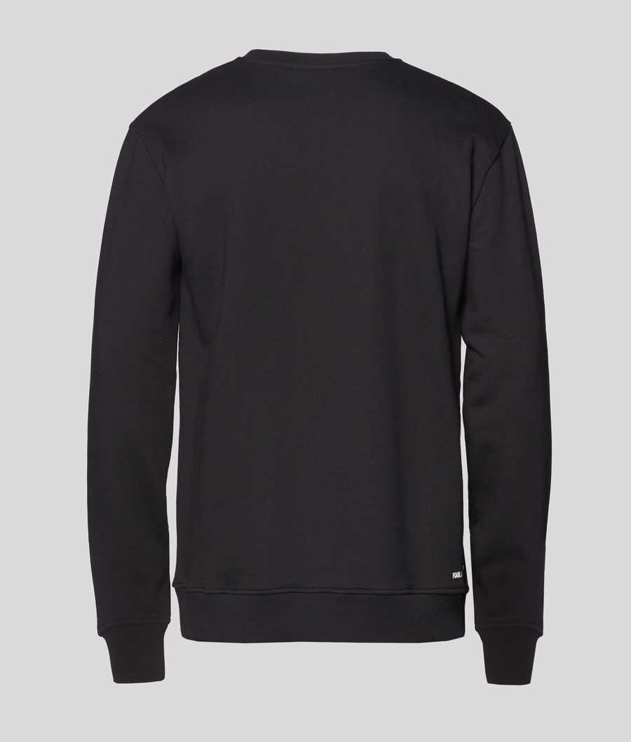 Black Men's Karl Lagerfeld Ikonik Karl Rubber Patch Sweatshirts | AE516CXBK