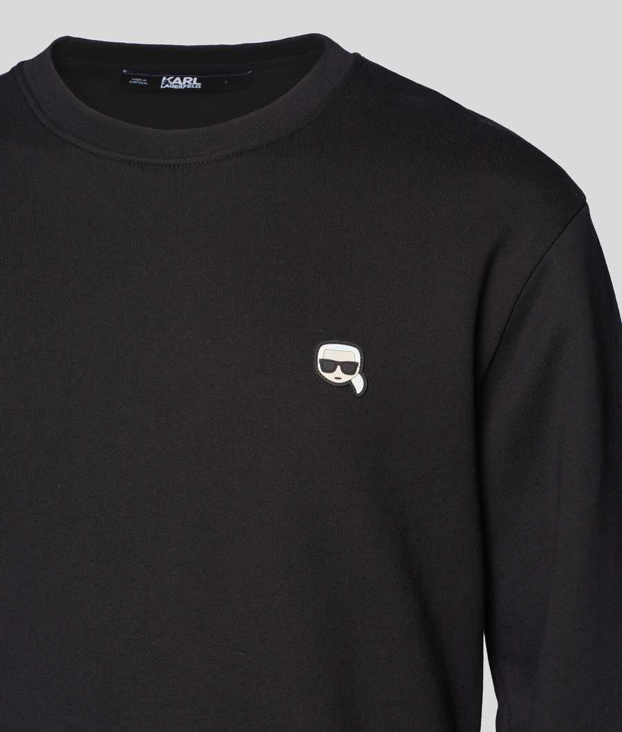 Black Men's Karl Lagerfeld Ikonik Karl Rubber Patch Sweatshirts | AE516CXBK