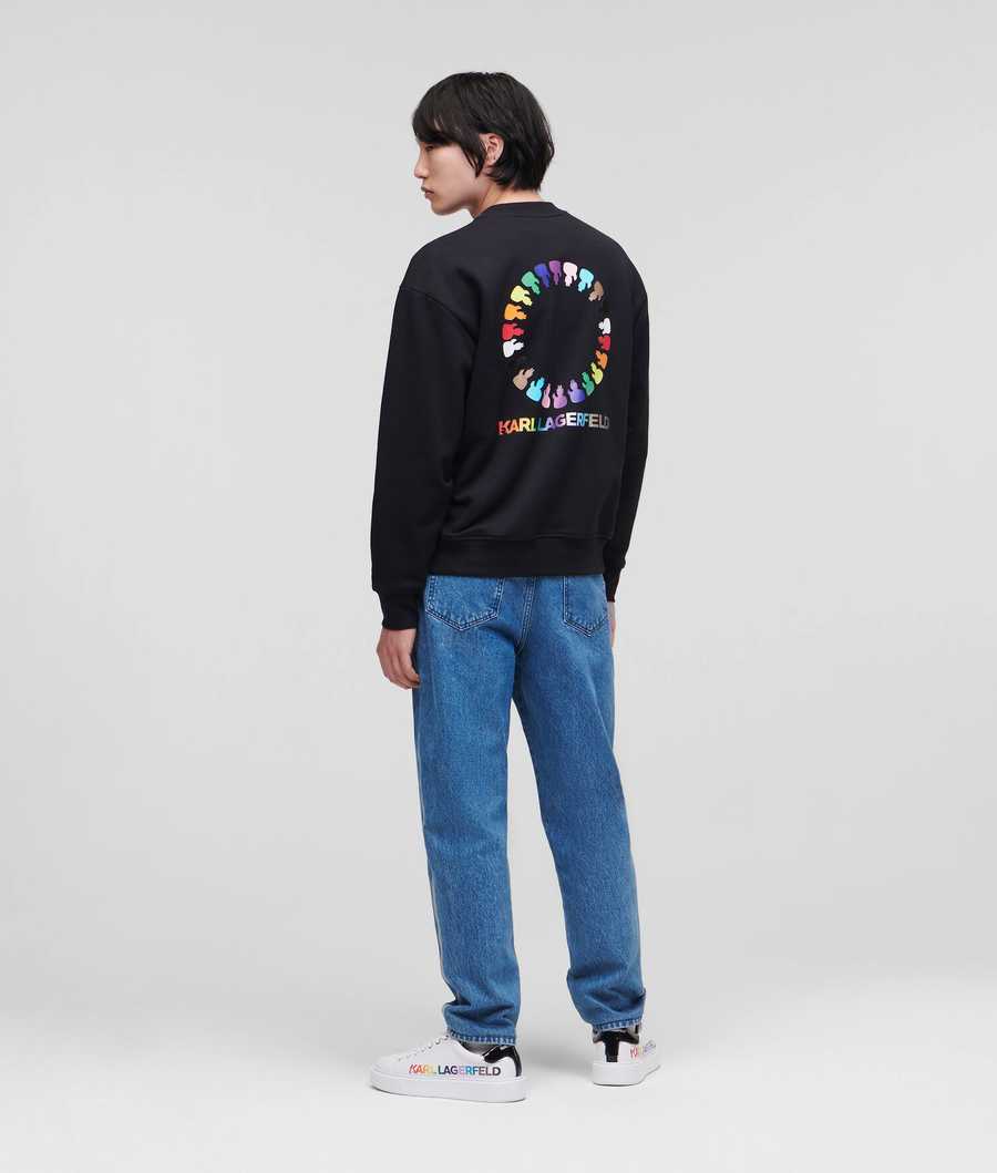 Black Men's Karl Lagerfeld K/Love Circle Artwork Sweatshirts | AE976MUDQ