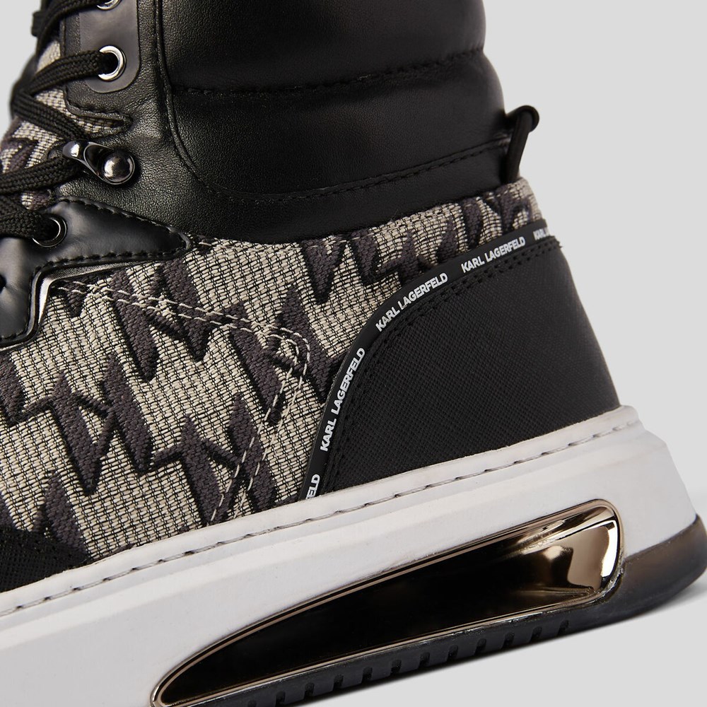 Black Men's Karl Lagerfeld K/Monogram Elektro Jacquard Hi Top Sneakers | AE087JSOA