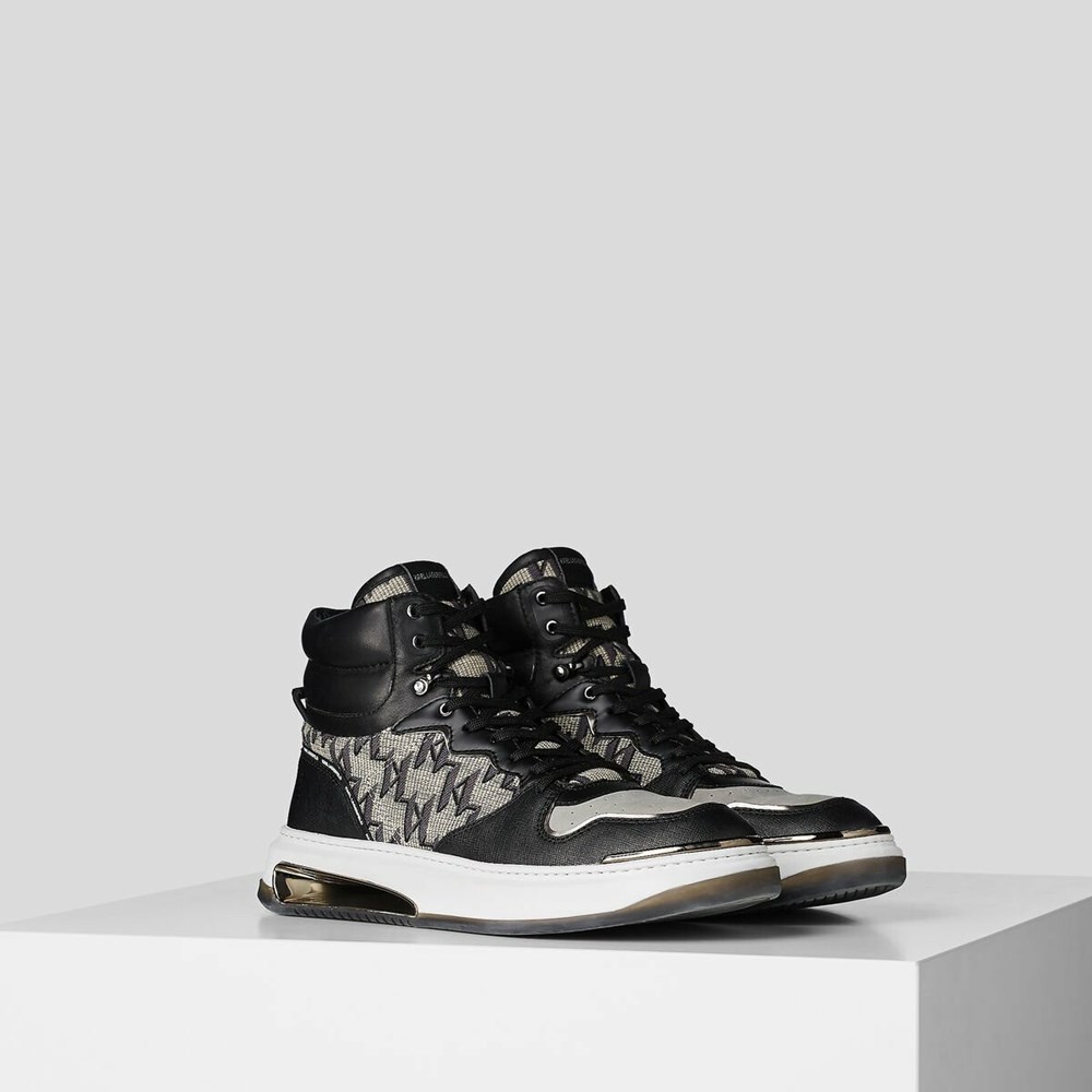 Black Men\'s Karl Lagerfeld K/Monogram Elektro Jacquard Hi Top Sneakers | AE087JSOA