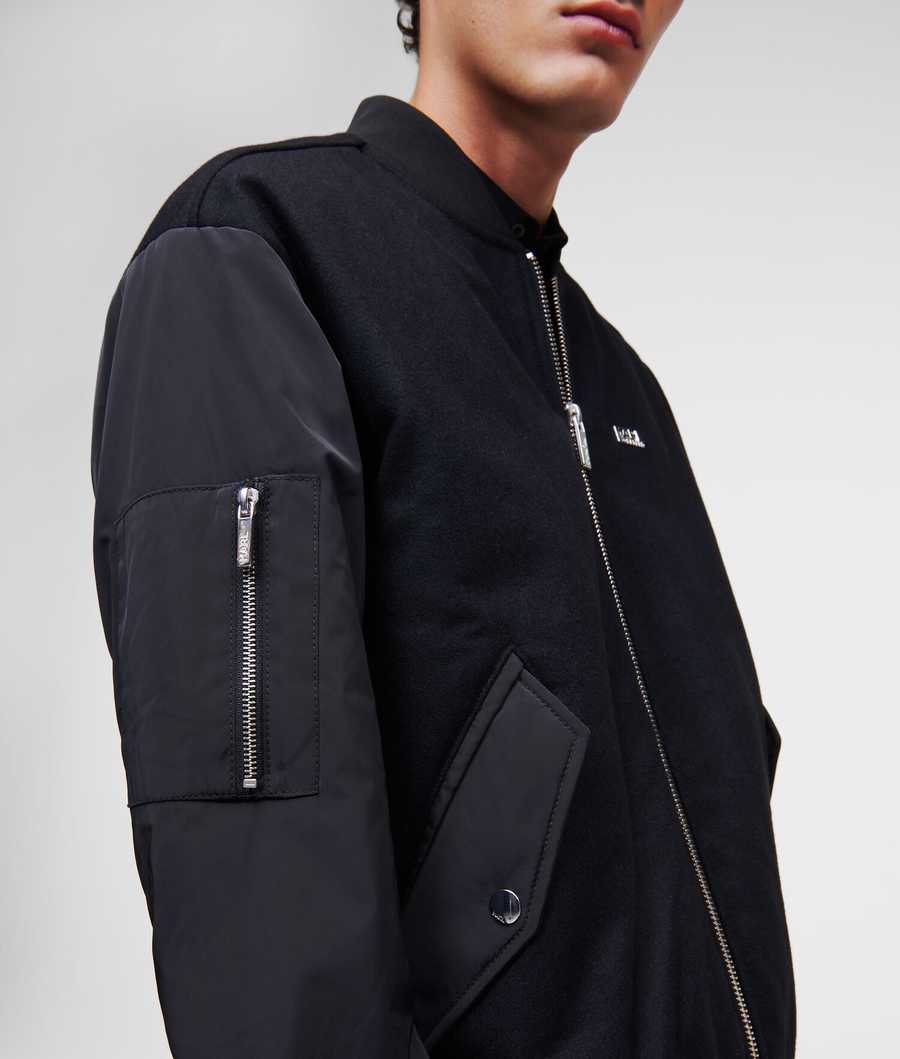 Black Men's Karl Lagerfeld Karl Bomber Jackets | AE931HOZY