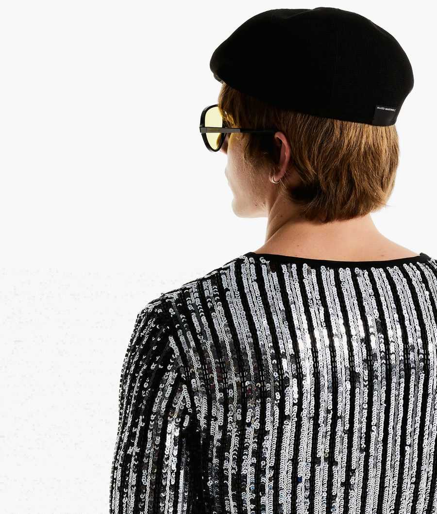 Black Men's Karl Lagerfeld Karl Lagerfeld X Alled-martinez Sequin Long-sleeved T-Shirts | AE047BHDO