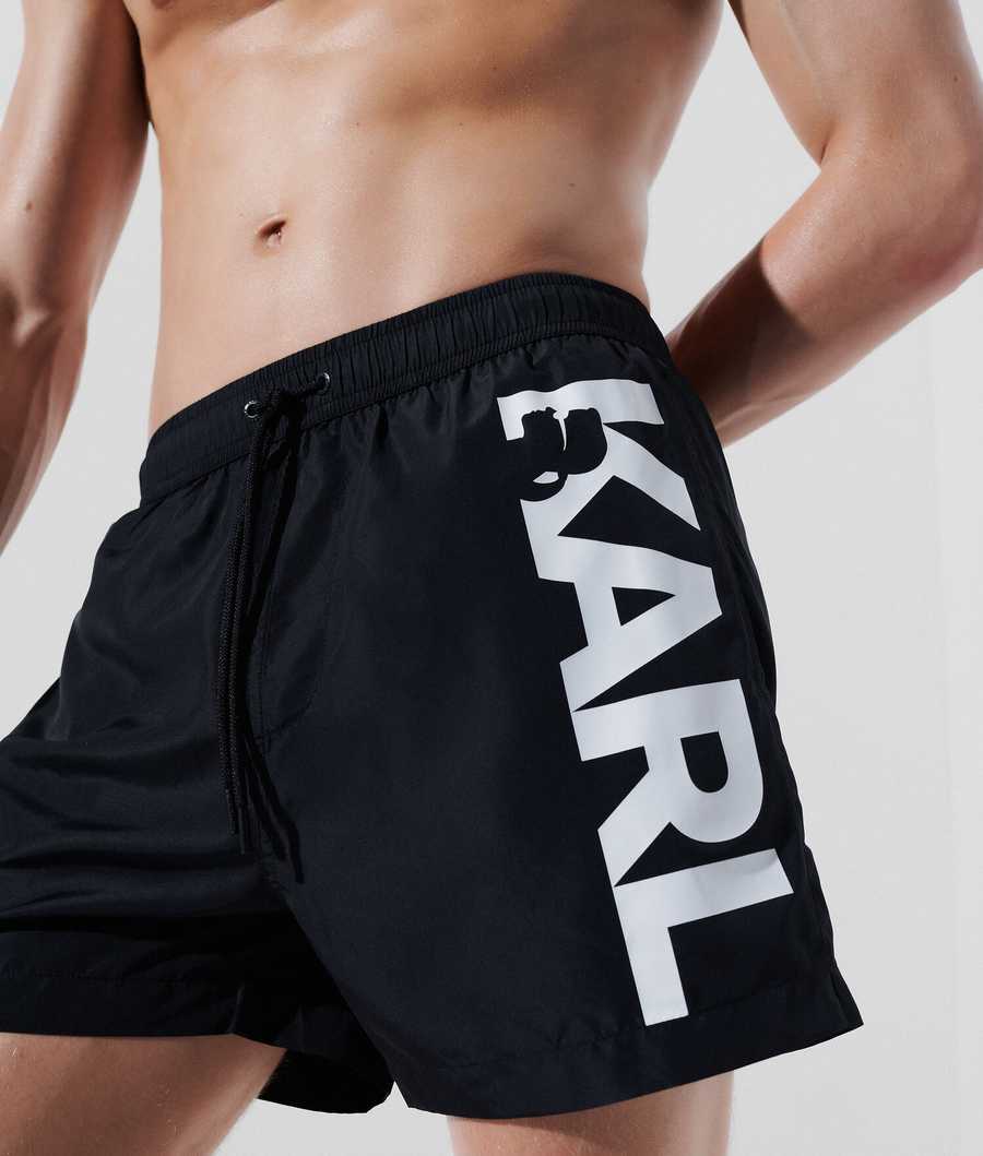 Black Men's Karl Lagerfeld Karl Logo Board Shorts Beachwear | AE597PJNF