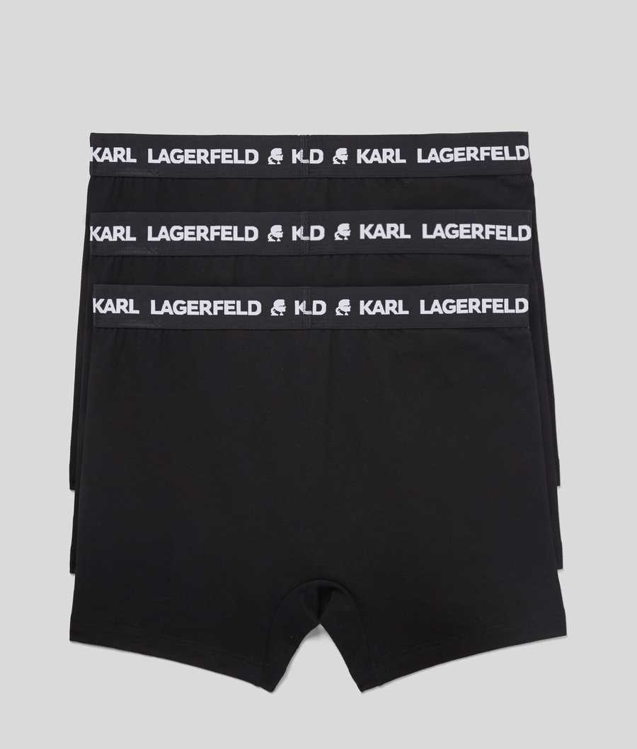 Black Men's Karl Lagerfeld Karl Logo Monochrome Trunks - 3 Pack Underwear | AE930JLCR