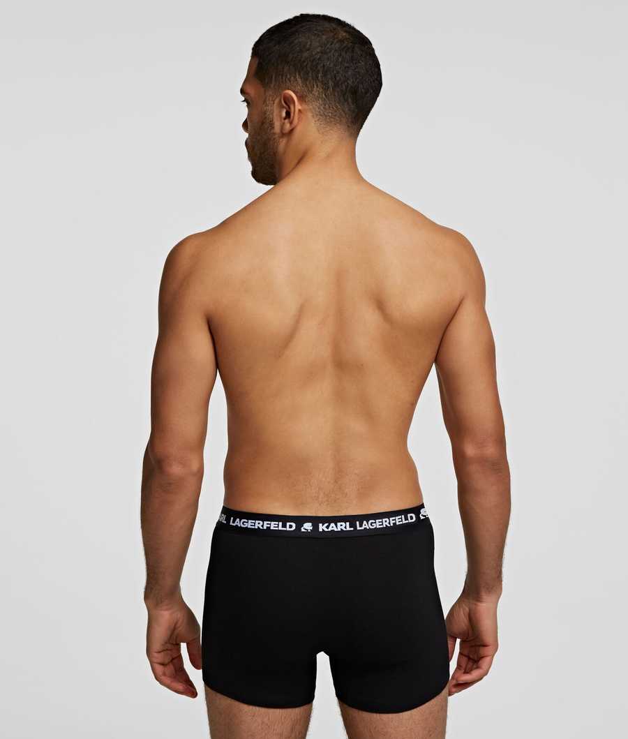 Black Men's Karl Lagerfeld Karl Logo Monochrome Trunks - 3 Pack Underwear | AE930JLCR