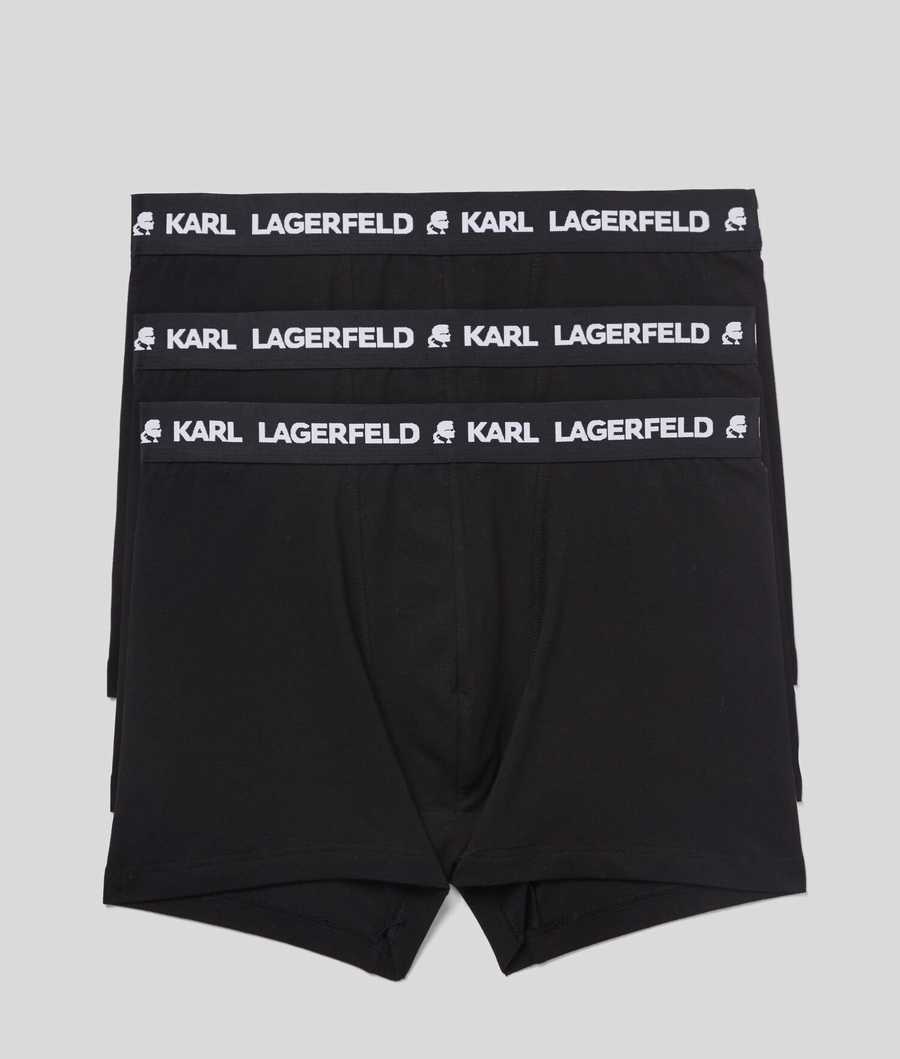 Black Men\'s Karl Lagerfeld Karl Logo Monochrome Trunks - 3 Pack Underwear | AE930JLCR