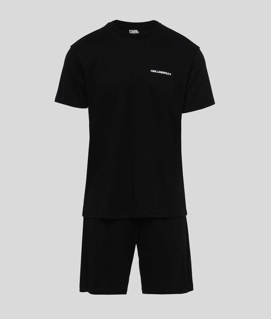 Black Men's Karl Lagerfeld Karl Logo Shorts And Tee Pajama Set Sleepwear | AE164ALYO