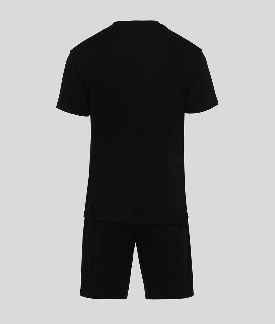 Black Men's Karl Lagerfeld Karl Logo Shorts And Tee Pajama Set Sleepwear | AE164ALYO