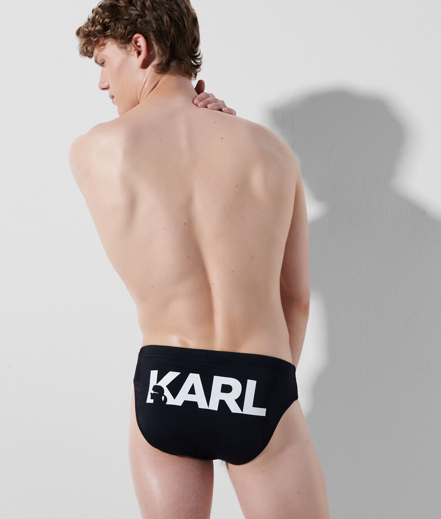 Black Men's Karl Lagerfeld Karl Logo Speedo Beachwear | AE021WARV