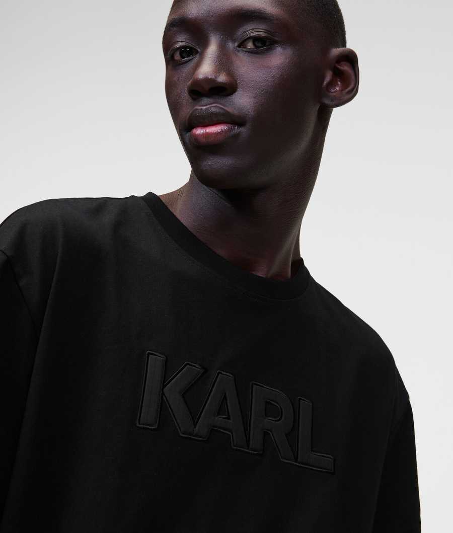 Black Men's Karl Lagerfeld Karl Logo T-Shirts | AE491COZW