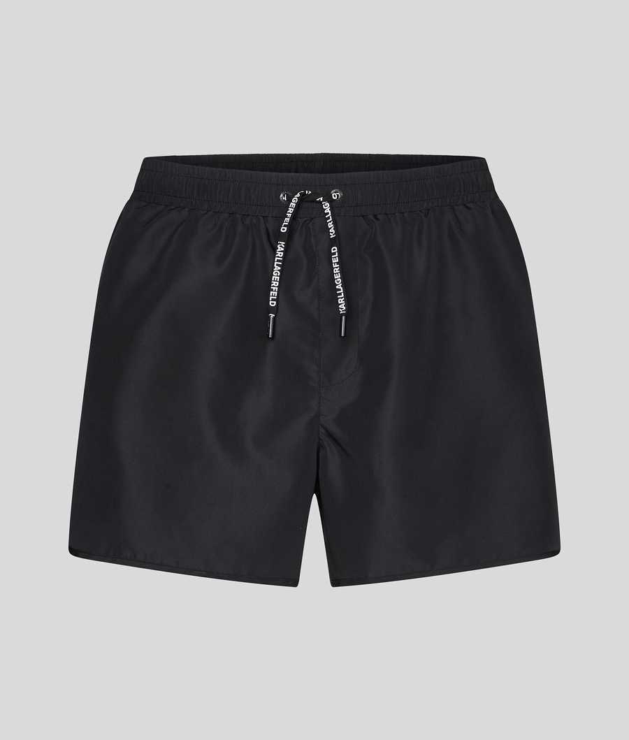 Black Men\'s Karl Lagerfeld Karl Logo Tape Board Shorts Beachwear | AE570MDSQ