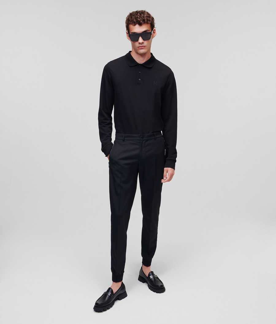 Black Men's Karl Lagerfeld Karl Monogram Long-sleeved T-Shirts | AE297FPVY