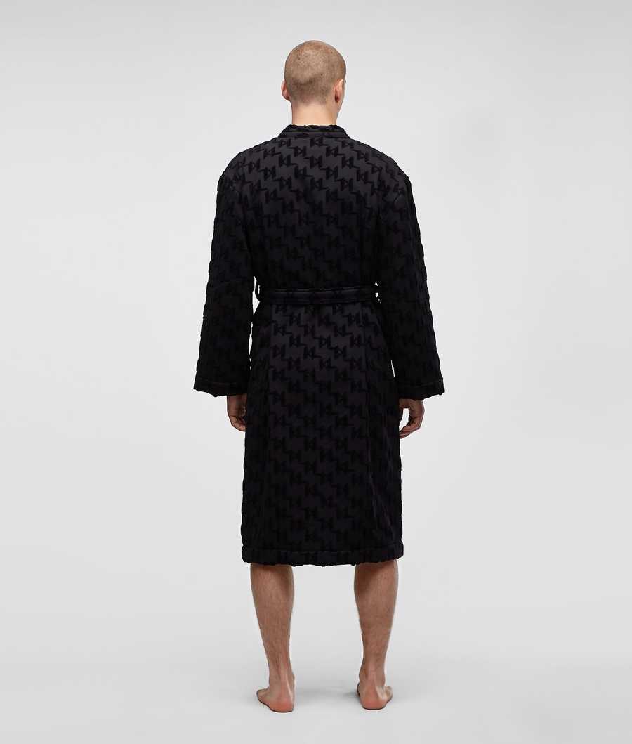 Black Men's Karl Lagerfeld Kl Monogram Bathrobe Loungewear | AE046RNWH