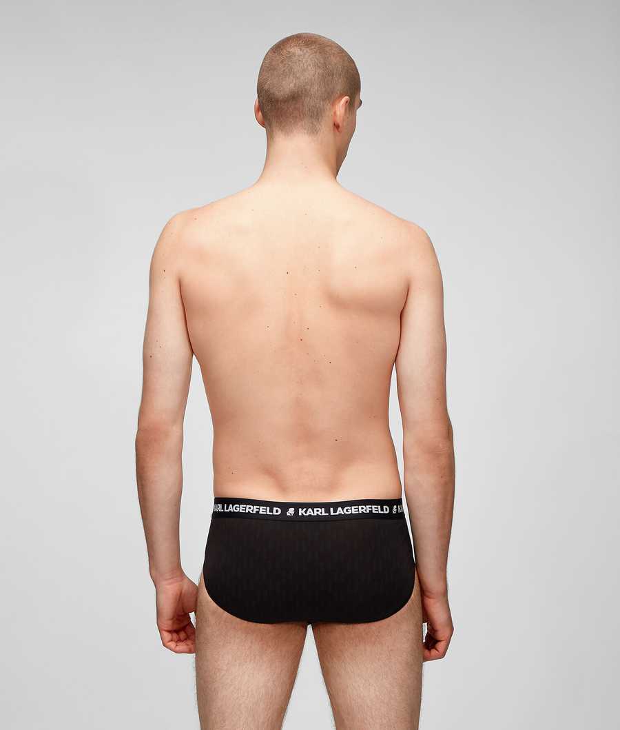 Black Men's Karl Lagerfeld Kl Monogram Briefs – 3 Pack Underwear | AE150XHPA