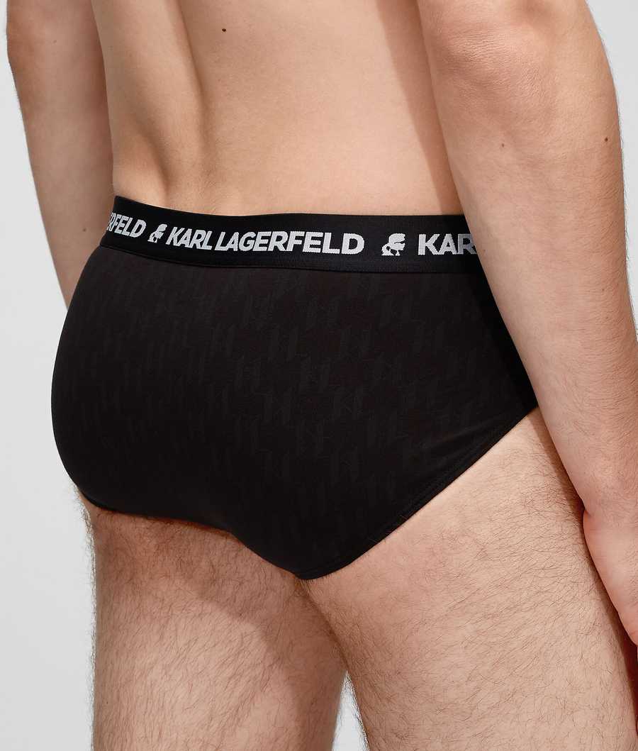 Black Men's Karl Lagerfeld Kl Monogram Briefs – 3 Pack Underwear | AE150XHPA