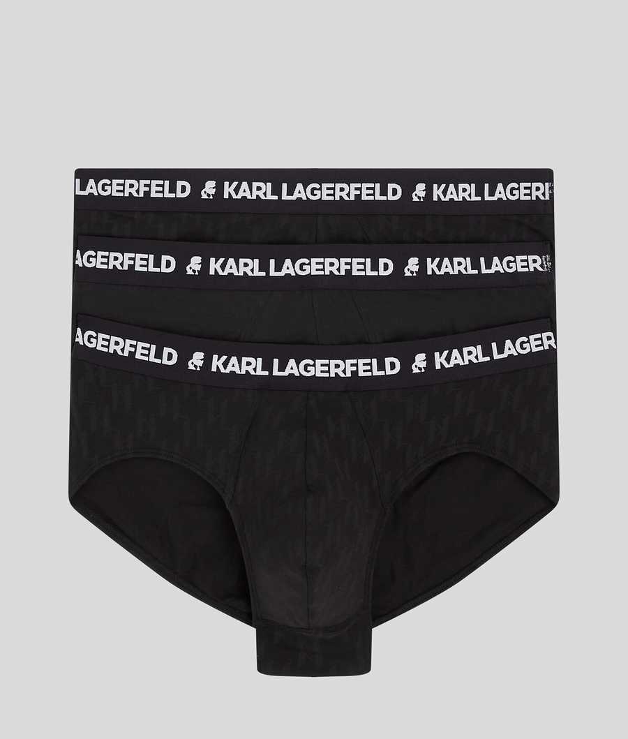 Black Men\'s Karl Lagerfeld Kl Monogram Briefs – 3 Pack Underwear | AE150XHPA